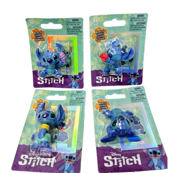 Lilo & Stitch Collectable Toys WITH Card! 4pc Set Action Figures/Cake Toppers - Picture 1 of 7